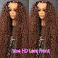 Chocolate Brown Deep Wave 13x6 Lace Front Wig Wig Human Hair Water Wave 250% Density Curly Wig Human Hair Brown Wigs Pre Plucked