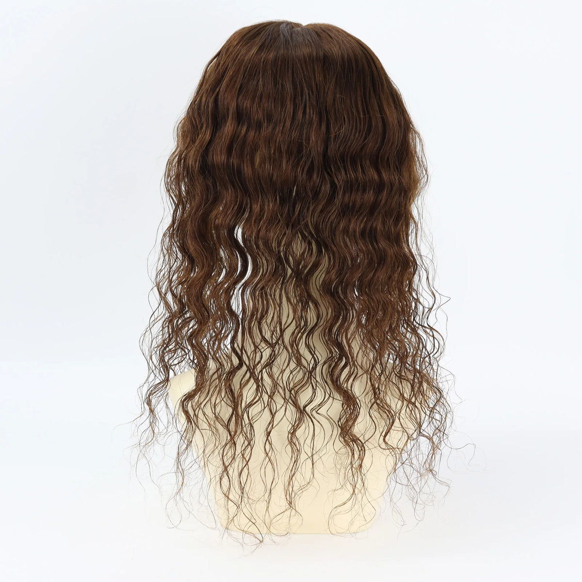 Curly Brown 12x13cm European Virgin Human Hair Topper Natural Realistic Scalp Silk Base Hair Extension With Clip In for Women