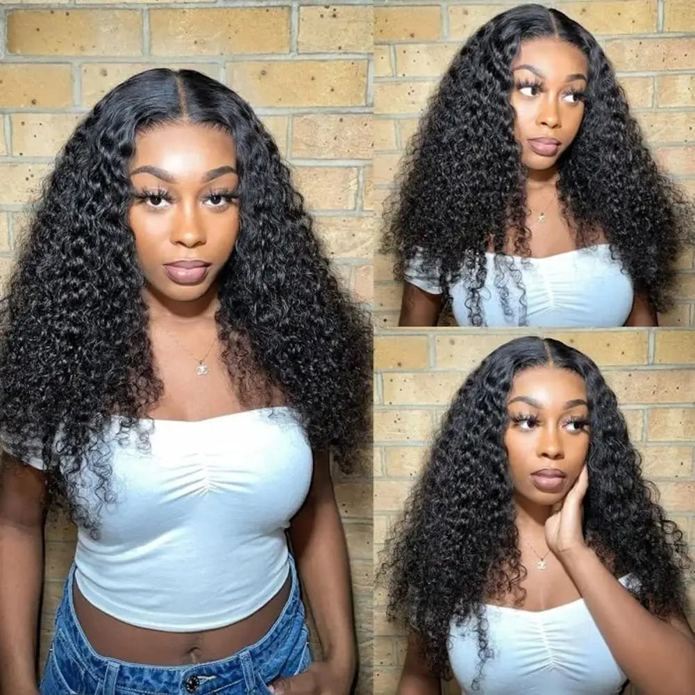 Curly V Part Wig Human Hair No Leave Out Upgrade V Part Wigs Glueless 30 Inch Natural Color Water Wave Human Hair Wig For Women