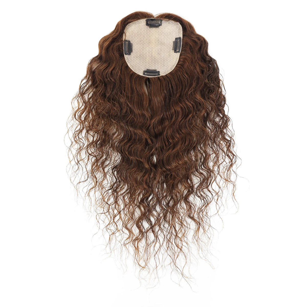 Curly Brown 12x13cm European Virgin Human Hair Topper Natural Realistic Scalp Silk Base Hair Extension With Clip In for Women