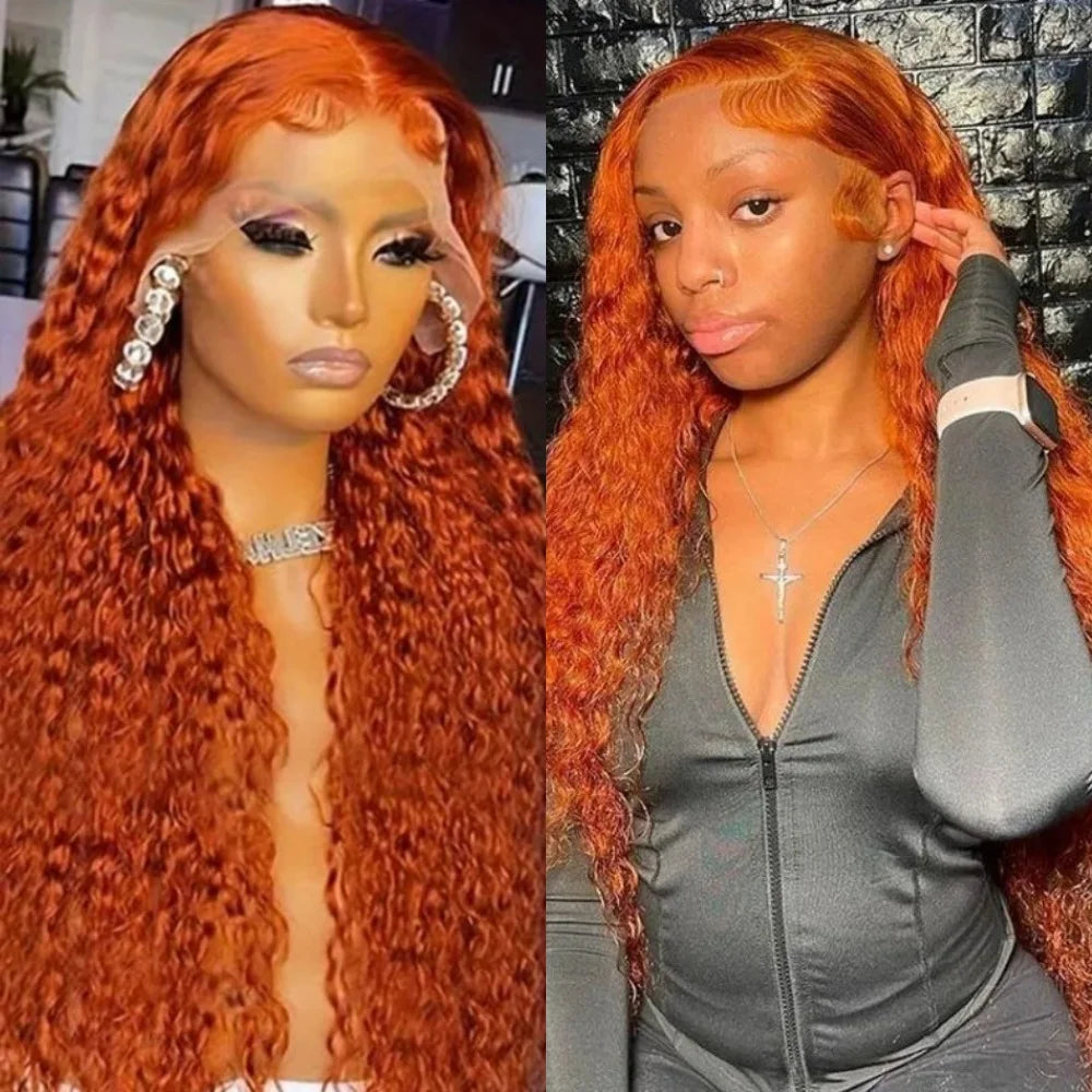 30 Inch Hot Red Wigs 13X4 Hd Lace Frontal Curly Wigs Red Color Deep Curly Wave Glueless Wigs For Women Cosplay Party Wigs
