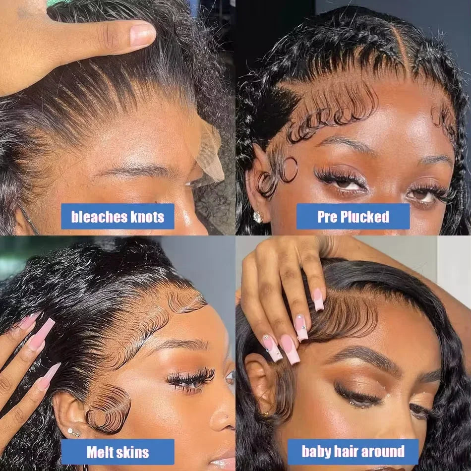 200% Density Curly Bob Wigs Human Hair Deep Wave Bob Wig 13×4 Lace Front Wig Deep Curly Human Hair Wigs Lace Front Wig For Women