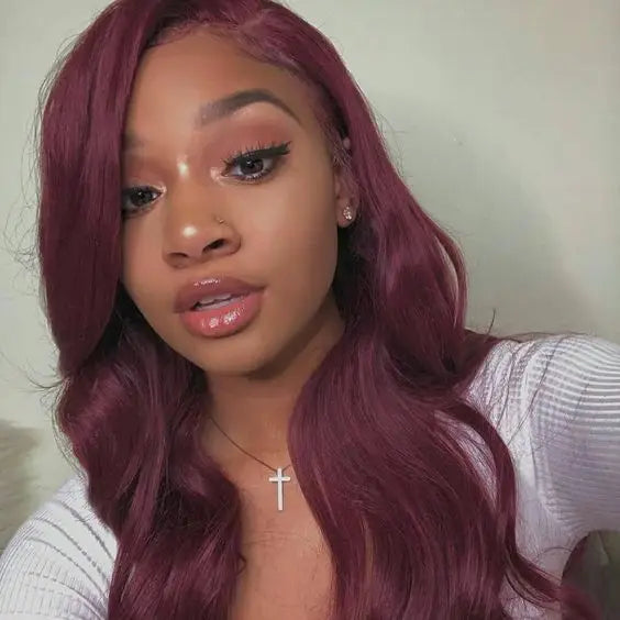 HairUGo 4# Brown Body Wave Lace Closure Human Hair Wigs T Lace Part Wigs Peruvian Hair Chocolate 4x4 Lace Closure Wigs For Women
