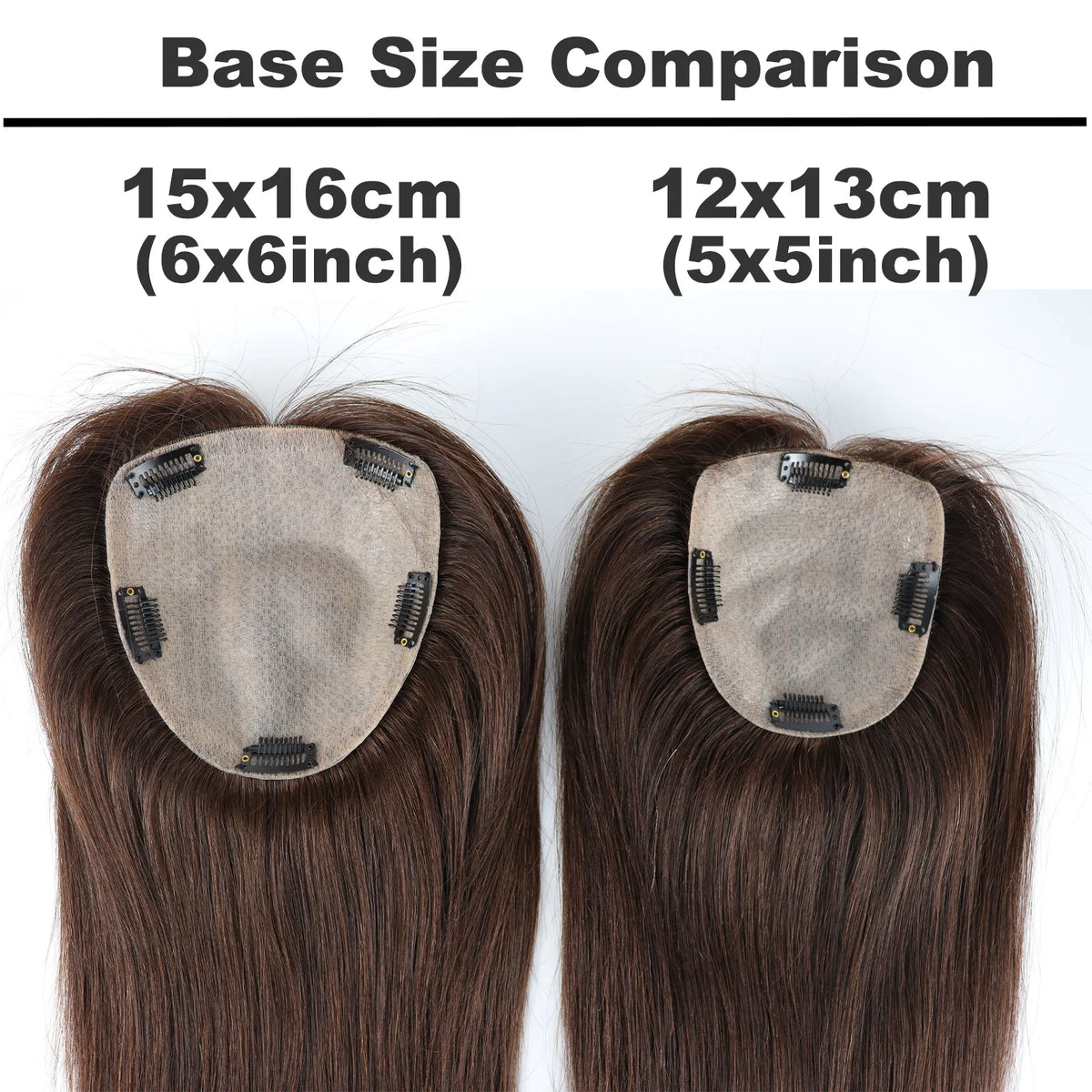 Curly Brown 12x13cm European Virgin Human Hair Topper Natural Realistic Scalp Silk Base Hair Extension With Clip In for Women