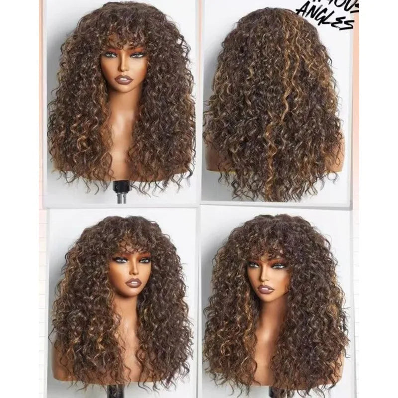 Fluffy Long Curly Africa Wig 24inch Rose Network High-temperature Silk Daily Wear Fashion Woman Full Wigs High-temperature Silk