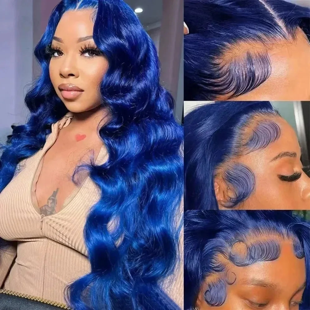 Royal Blue Wigs Long Natural Curly Wavy Wig for Women Synthetic Free Part Loose Deep Wave 13X4 Colored Wigs for Cosplay Party