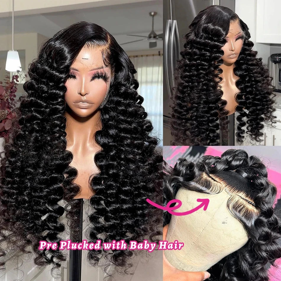 250 Density Burmese Curly Hair Wig 30 40 Inch Loose Wave 13x6 HD Lace Front Human Hair Wigs 13x4 Deep Wave Frontal Wig For Women