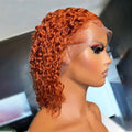 Ginger Orange Curly Bob Lace Front 180% Curly Bob Remy Pre Plucked With Baby Hair Brazilian Human Hair Wig Sale Human Wig