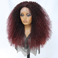 24 Inch Jerry Curl Synthetic Lace Wigs Ombre Burgundy Kinky Curly Wigs For Afro Female Black Latisha Lace Front Wigs For Woman