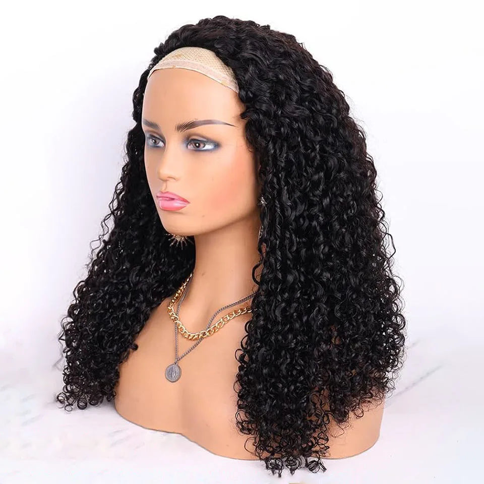 300% Density Raw Hair Flip Over Invisible Half Wigs 3C4A Curly Human Hair Burmese Natural Curly Lace Wig 3/4 Half Wig For Women