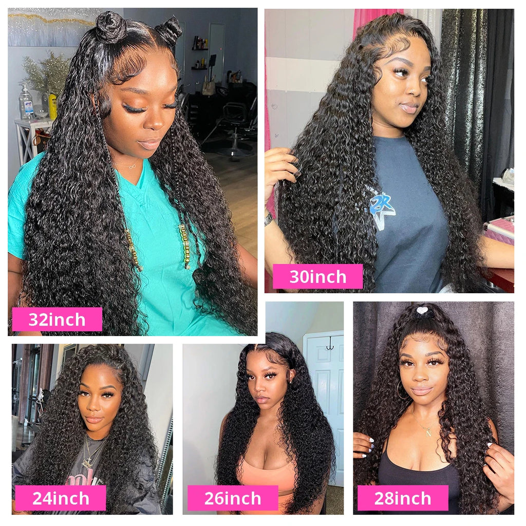 Brazilian 13x6 Kinky Curly Lace Front Wig Human Hair 13x4 HD Transparent Lace Frontal Wigs for Women Deep Wave 4x4 Closure Wig