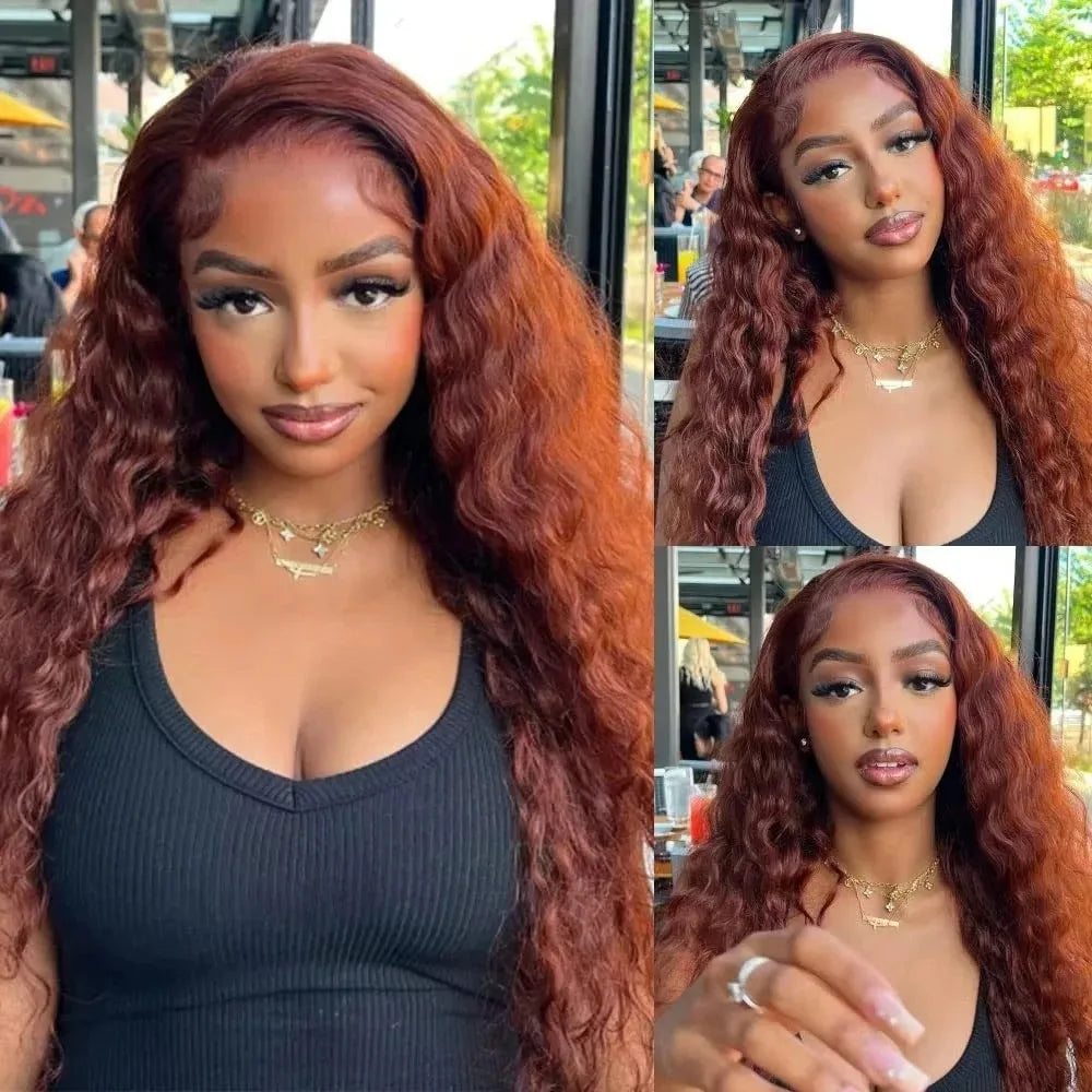 30 Inch Hot Red Wigs 13X4 Hd Lace Frontal Curly Wigs Red Color Deep Curly Wave Glueless Wigs For Women Cosplay Party Wigs