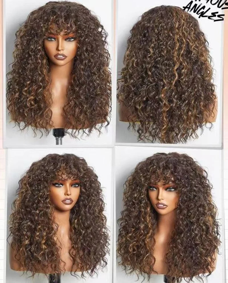 Fluffy Long Curly Africa Wig 24inch Rose Network High-temperature Silk Daily Wear Fashion Woman Full Wigs High-temperature Silk