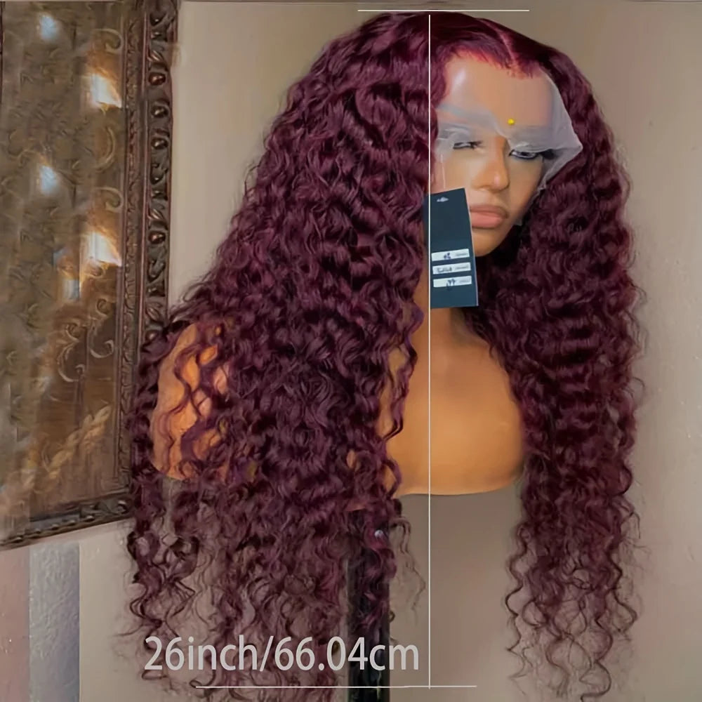 180density Long 26inch Lace Front Wigs Kinky Curly Synthetic Deep Water Wave For Black Women Pre Plucked With Baby Hair