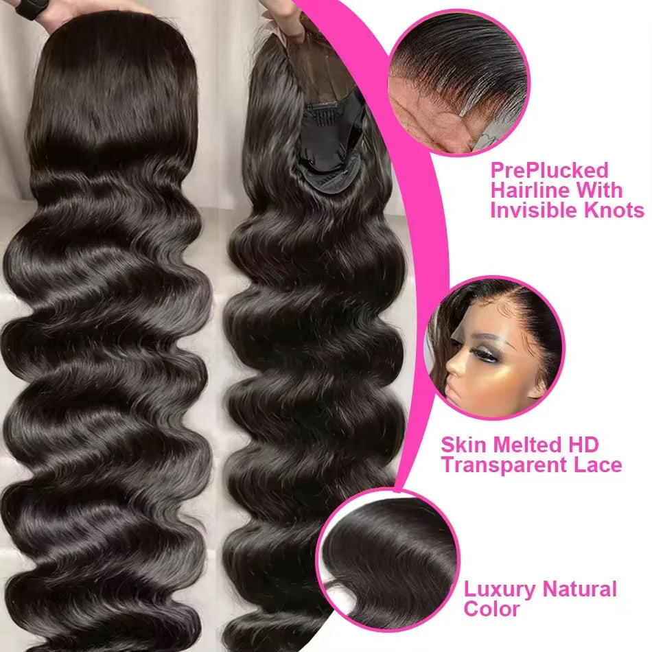 300% Density Vietnamese 13X6  Body Wave 100% Human Hair Wigs Pre Plucked Lace Frontal Wigs For Women 5x5 Glueless Wigs No Glue