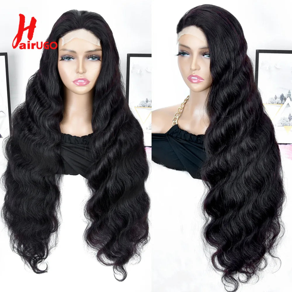 HairUGo 4# Brown Body Wave Lace Closure Human Hair Wigs T Lace Part Wigs Peruvian Hair Chocolate 4x4 Lace Closure Wigs For Women