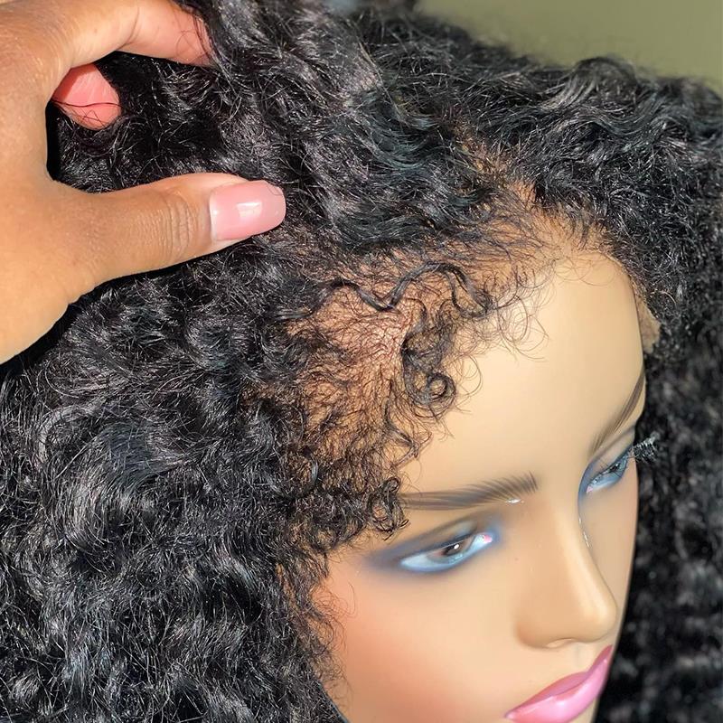 34in 250% Curly Baby Hair Wig 13x6 HD Lace Front Human Hair Wigs Kinky Curly Pre plucked 4x4 HD Closure Wig For Women Water Wave