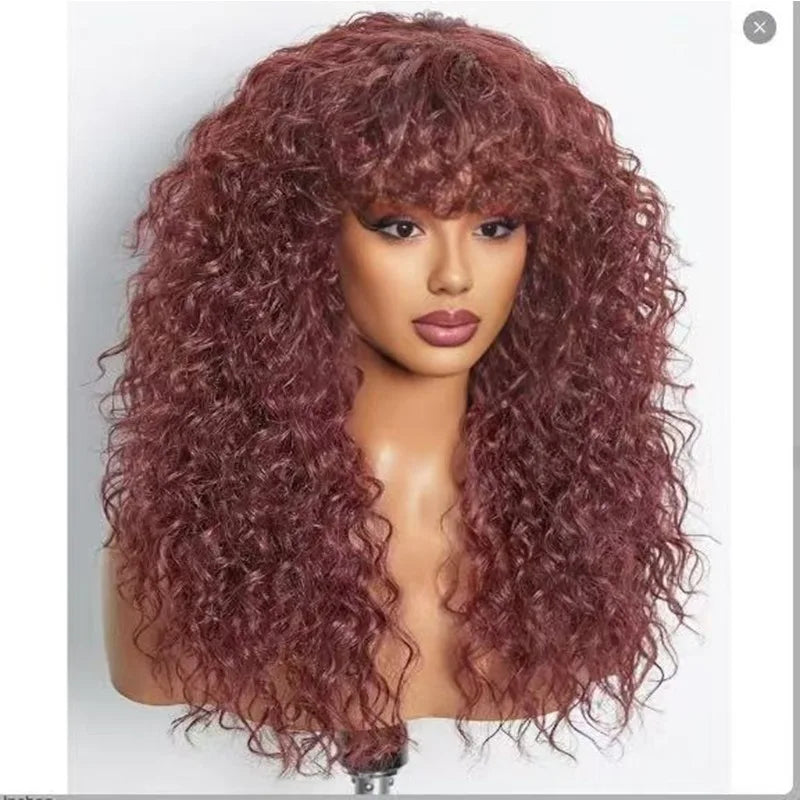 Fluffy Long Curly Africa Wig 24inch Rose Network High-temperature Silk Daily Wear Fashion Woman Full Wigs High-temperature Silk