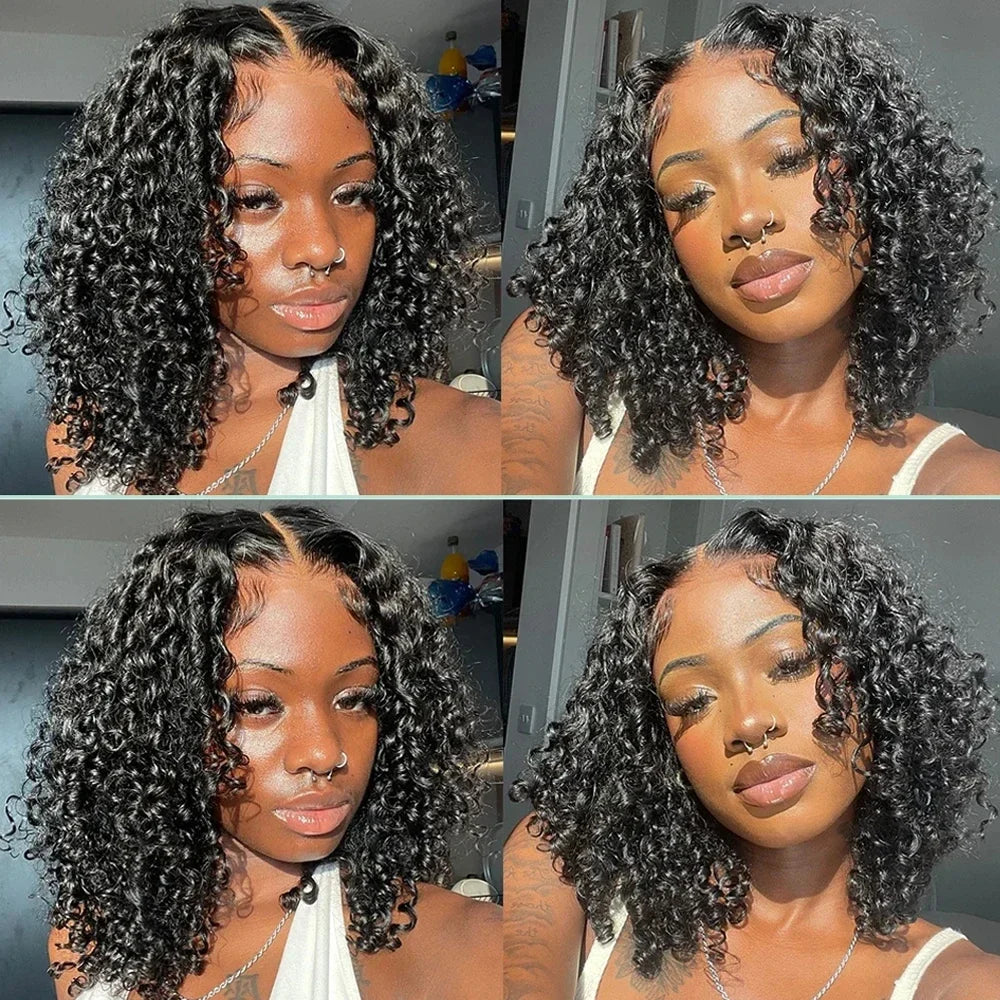 200% Density Curly Bob Wigs Human Hair Deep Wave Bob Wig 13×4 Lace Front Wig Deep Curly Human Hair Wigs Lace Front Wig For Women