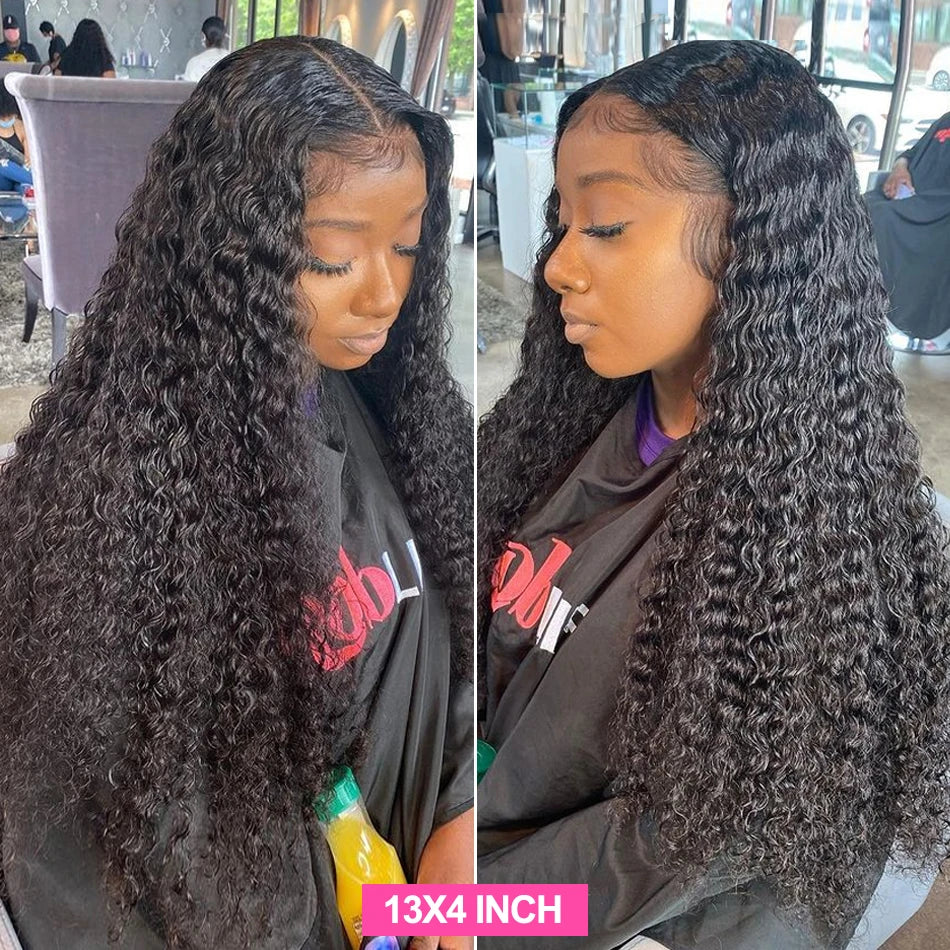 Brazilian 13x6 Kinky Curly Lace Front Wig Human Hair 13x4 HD Transparent Lace Frontal Wigs for Women Deep Wave 4x4 Closure Wig