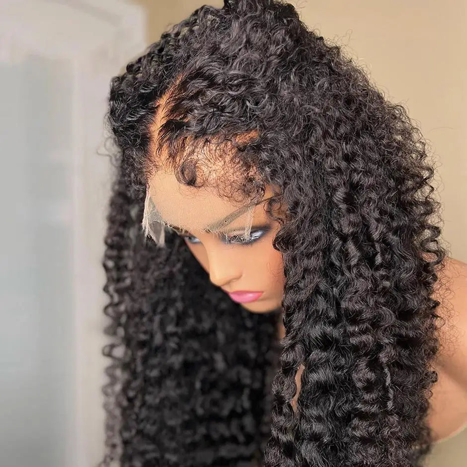 34in 250% Curly Baby Hair Wig 13x6 HD Lace Front Human Hair Wigs Kinky Curly Pre plucked 4x4 HD Closure Wig For Women Water Wave