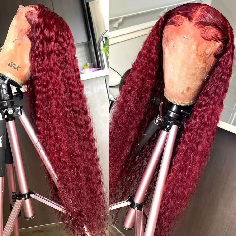 30 Inch Hot Red Wigs 13X4 Hd Lace Frontal Curly Wigs Red Color Deep Curly Wave Glueless Wigs For Women Cosplay Party Wigs