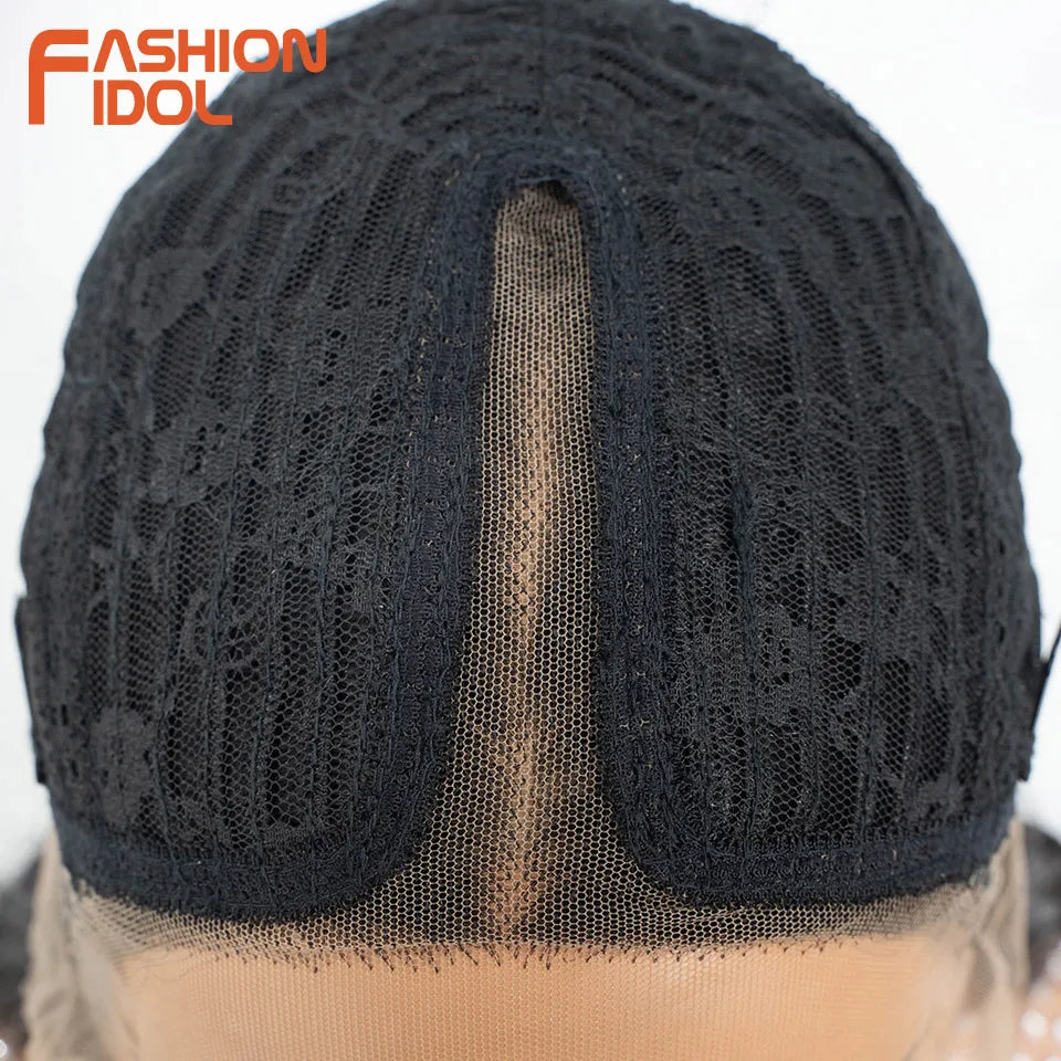 FASHION IDOL Loose Water Wave Lace Front Wigs Synthetic Glueless With Baby Hair Cosplay Wigs For Women Brown Deep Wave Lace Wigs